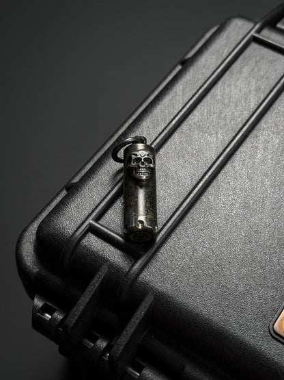 Steel Flame Dark Skull 925 Silver Pendant – EDC Waterproof Capsule