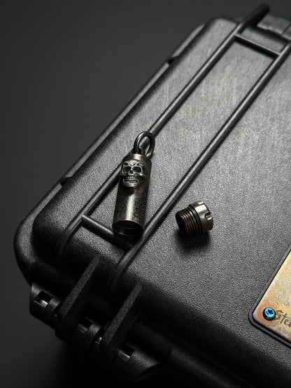 Steel Flame Dark Skull 925 Silver Pendant – EDC Waterproof Capsule