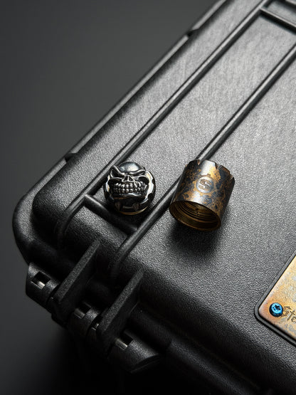 Steel Flame x Starlingear Bronze Trickster Skull EDC Bead – Sterling Silver Inlay