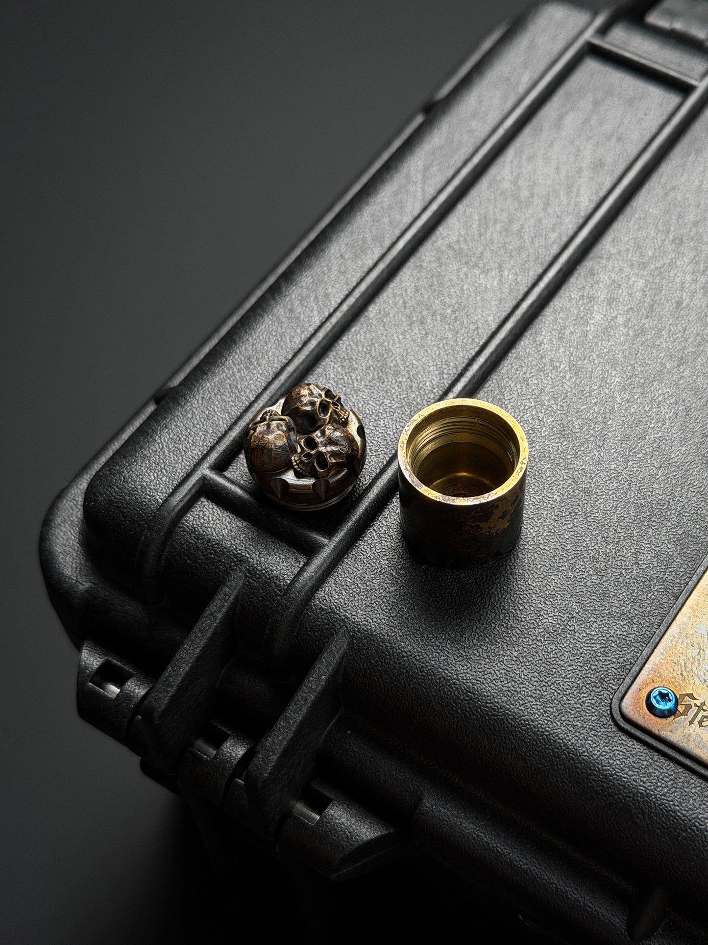 Steel Flame POS Bronze Warrior 3-Skull EDC Bead