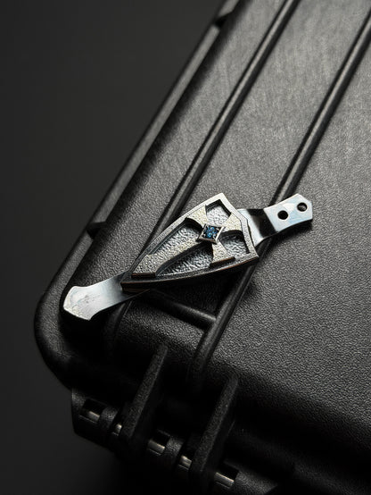 Steel Flame 925 シルバー XL クルセイダーシールド 多面カット・ブルージェム