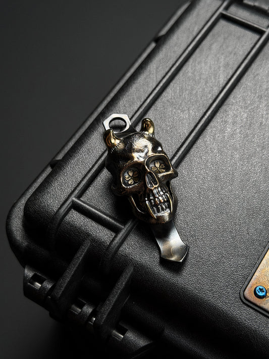 Steel Flame × Microtech Collaboration XL Bronze OG Hannya 2D Sakura Eyes CNC Clip