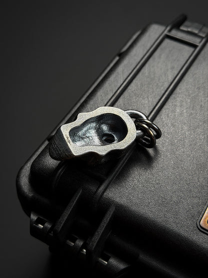 Steel Flame XXXL Dark Skull 925 Silver Pendant with Bronze SMF & Red Eyes