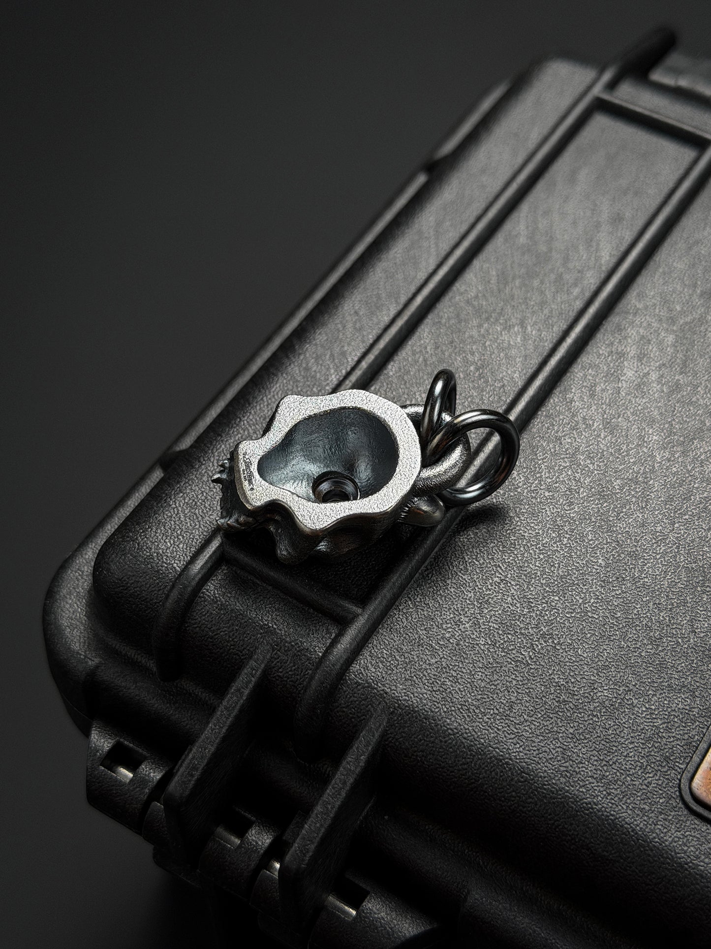 Steel Flame XL Warrior Skull Pendant – 925 Silver with Bronze 9mm & Red Eyes