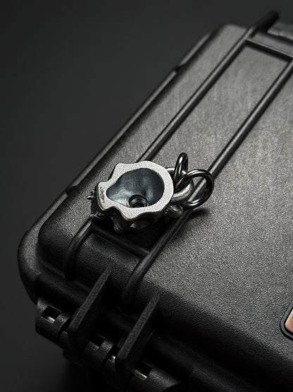 Steel Flame XL Warrior Skull Pendant – 925 Silver with Bronze 9mm & Red Eyes