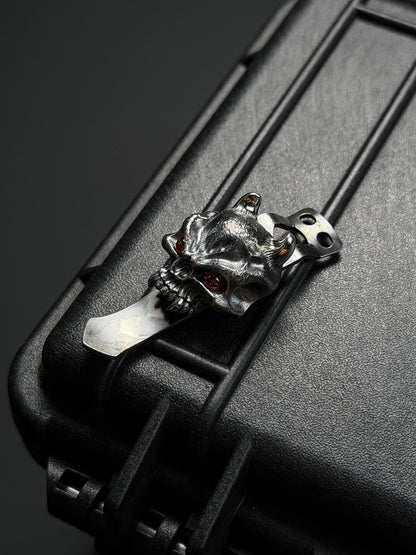 Steel Flame 925 シルバー XL ウォリアー 般若 フラッシュライトクリップ（レッドアイ）