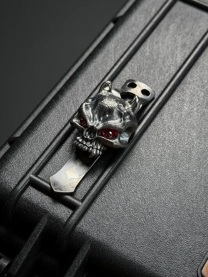 Steel Flame 925 シルバー XL ウォリアー 般若 フラッシュライトクリップ（レッドアイ）