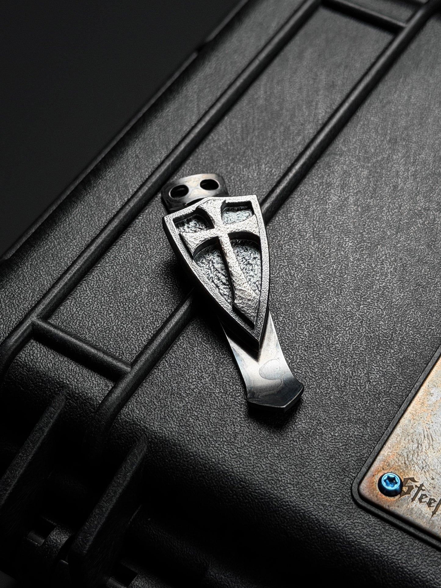 Steel Flame XL ハンマード シルバー クルセイダーシールド フラッシュライトクリップ