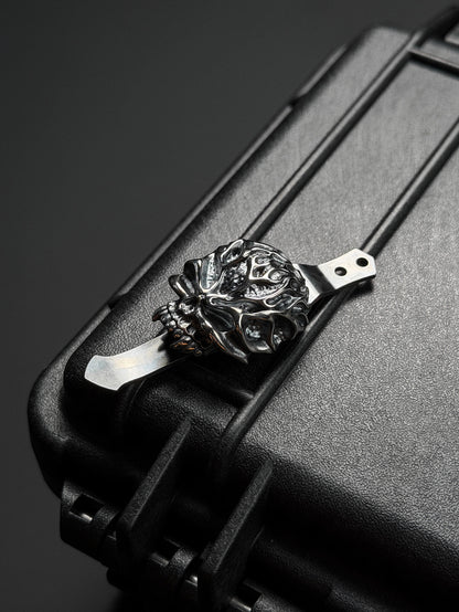 Steel Flame 925 シルバー XL ウォリアー・リーパー スカル ペンクリップ