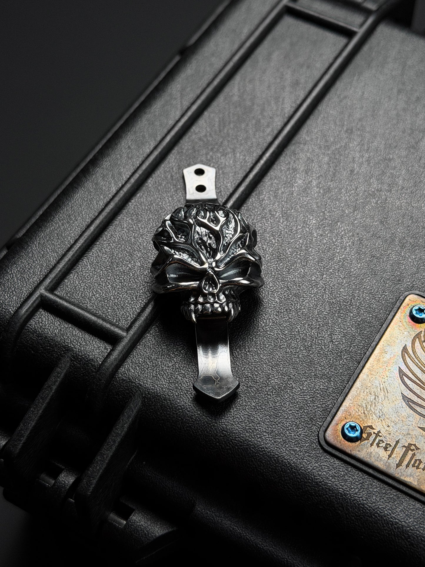 Steel Flame 925 シルバー XL ウォリアー・リーパー スカル ペンクリップ