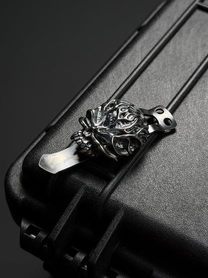 Steel Flame XL ウォリアー・リーパー スカル フラッシュライトクリップ（925 シルバー）