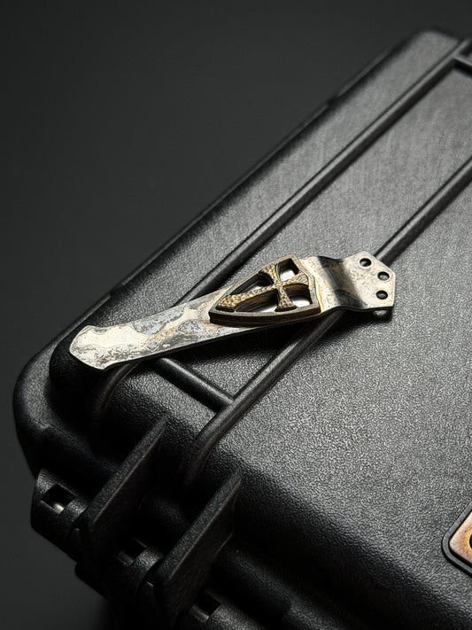 Steel Flame Three-Hole Bronze Crusader Shield Clip
