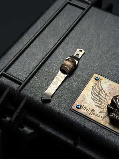 Steel Flame × NDG CCKS Show Exclusive 2-Hole Pen Clip with Copper Whiskey Barrel Inlay