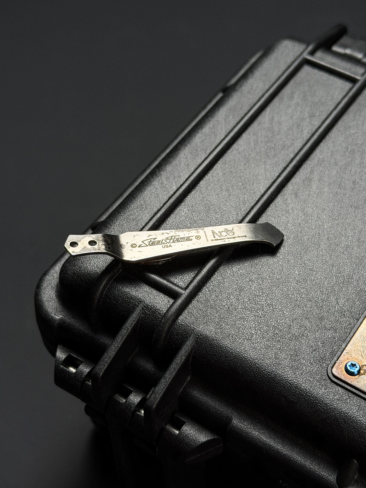 Steel Flame × NDG CCKS Show Exclusive 2-Hole Pen Clip with Copper Whiskey Barrel Inlay