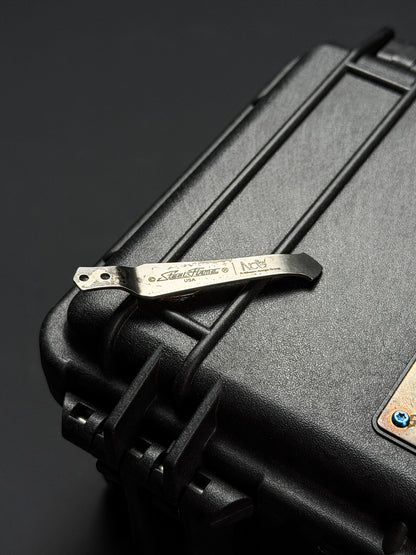 Steel Flame × NDG CCKS Show Exclusive 2-Hole Pen Clip with Copper Whiskey Barrel Inlay