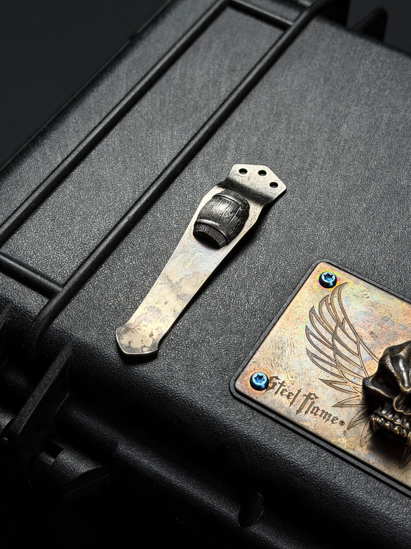 Steel Flame × NDG CCKS Show Exclusive 3-Hole Clip with Sterling Silver Whiskey Barrel Inlay