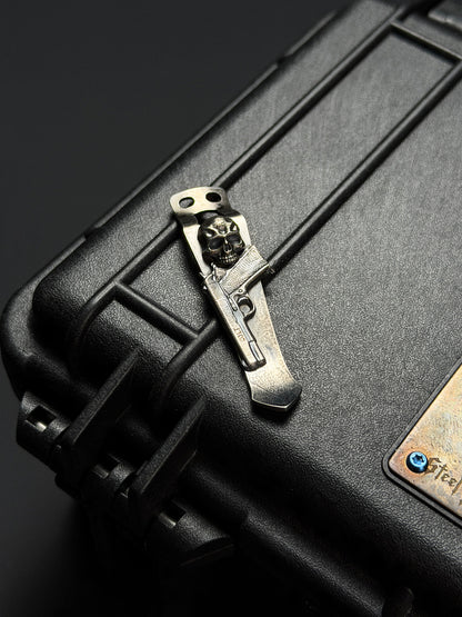Steel Flame × NDG CCKS Show Exclusive 2-Hole Flashlight Clip with Sterling Silver 3D Model and Warrior Skull