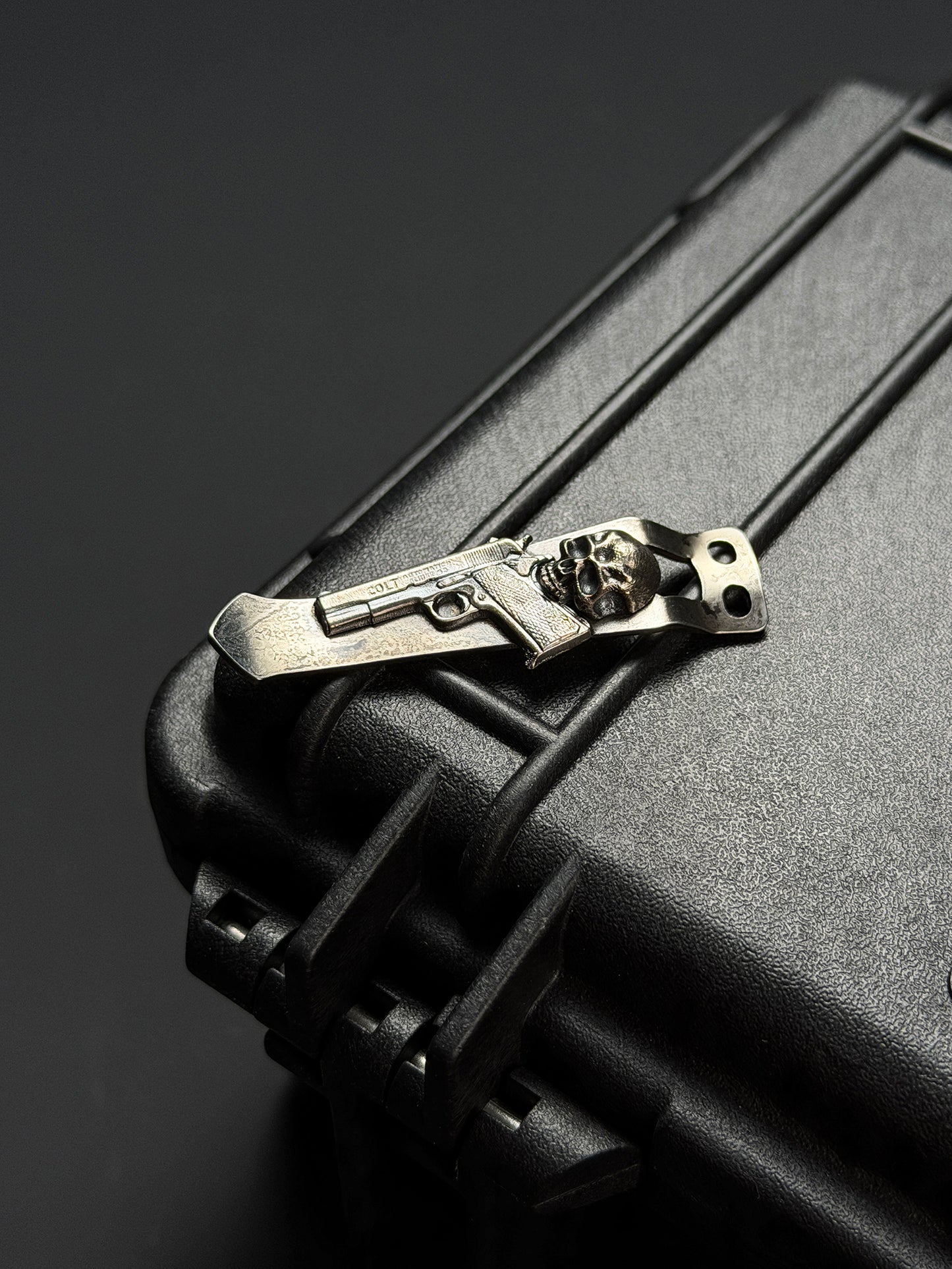 Steel Flame × NDG CCKS Show Exclusive 2-Hole Flashlight Clip with Sterling Silver 3D Model and Warrior Skull