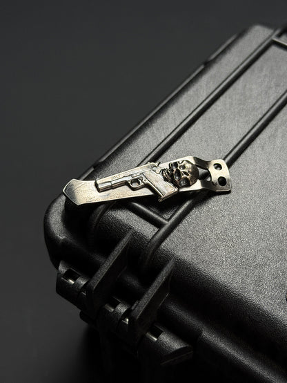 Steel Flame × NDG CCKS Show Exclusive 2-Hole Flashlight Clip with Sterling Silver 3D Model and Warrior Skull