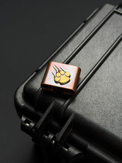 Steel Flame CCKS Show Exclusive Copper MOLLE Clip with Copper Claw Mark Engraving and Bronze Claw Inlay