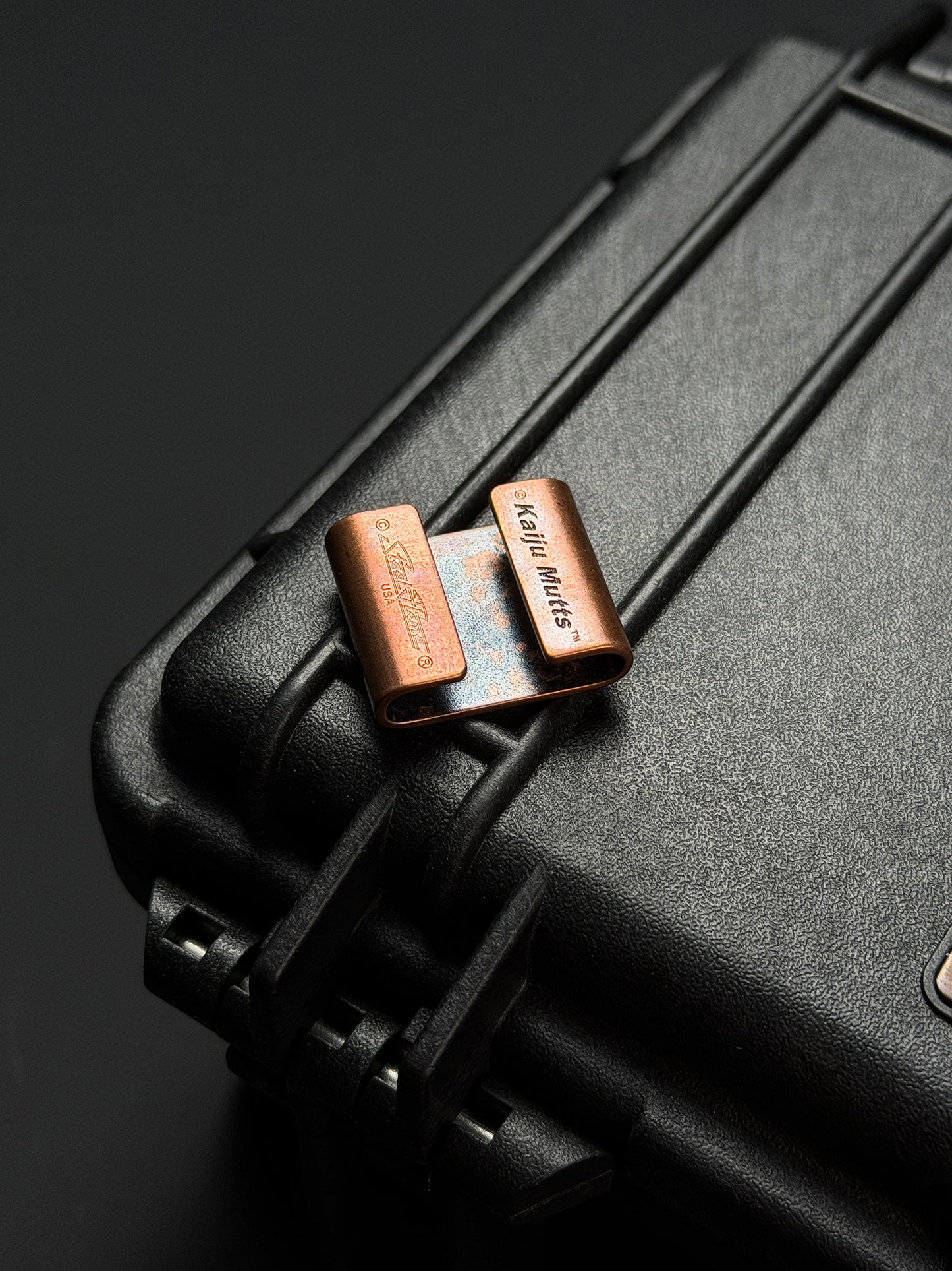 Steel Flame CCKS Show Exclusive Copper MOLLE Clip with Copper Claw Mark Engraving and Bronze Claw Inlay