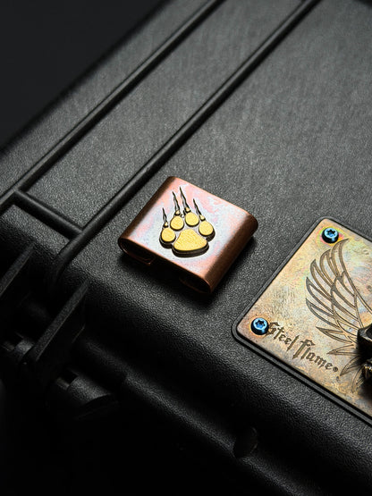 Steel Flame CCKS Show Exclusive Copper MOLLE Clip with Copper Claw Mark Engraving and Bronze Claw Inlay