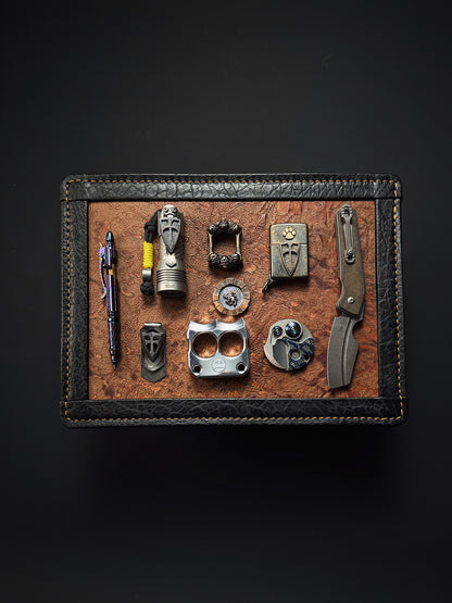 Made in Japan Wtopia Handmade Custom EDC Valet Tray
Lava Leather Inlay with Cowhide-Wrapped Edge