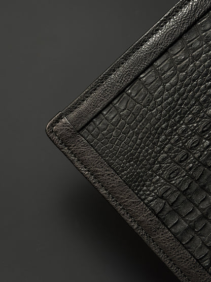 Wtopia Handmade EDC Valet Tray from Japan Crocodile Leather Inlay with Cowhide-Wrapped Construction