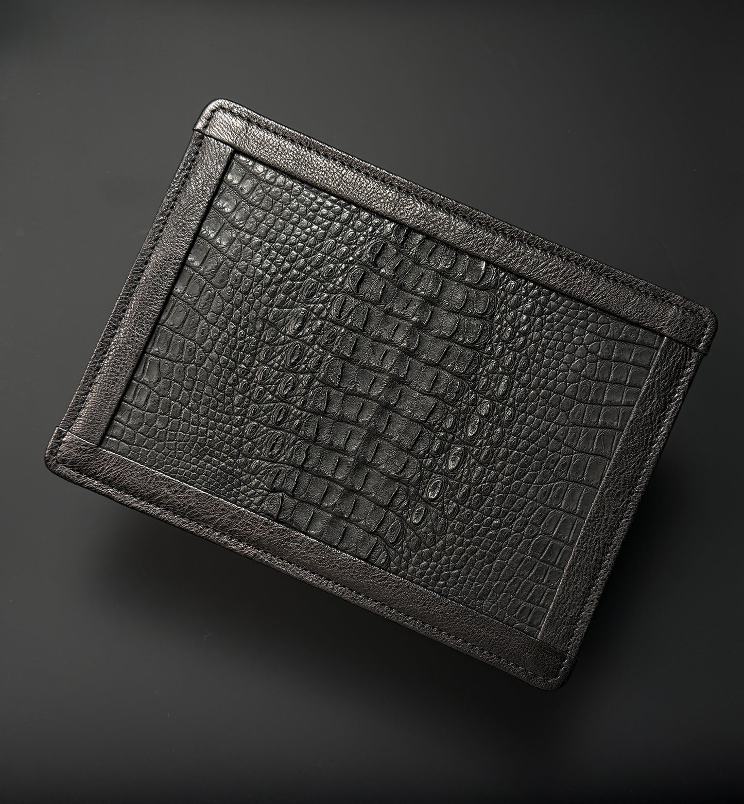 Wtopia Handmade EDC Valet Tray from Japan Crocodile Leather Inlay with Cowhide-Wrapped Construction