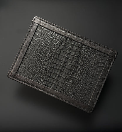 Wtopia Handmade EDC Valet Tray from Japan Crocodile Leather Inlay with Cowhide-Wrapped Construction