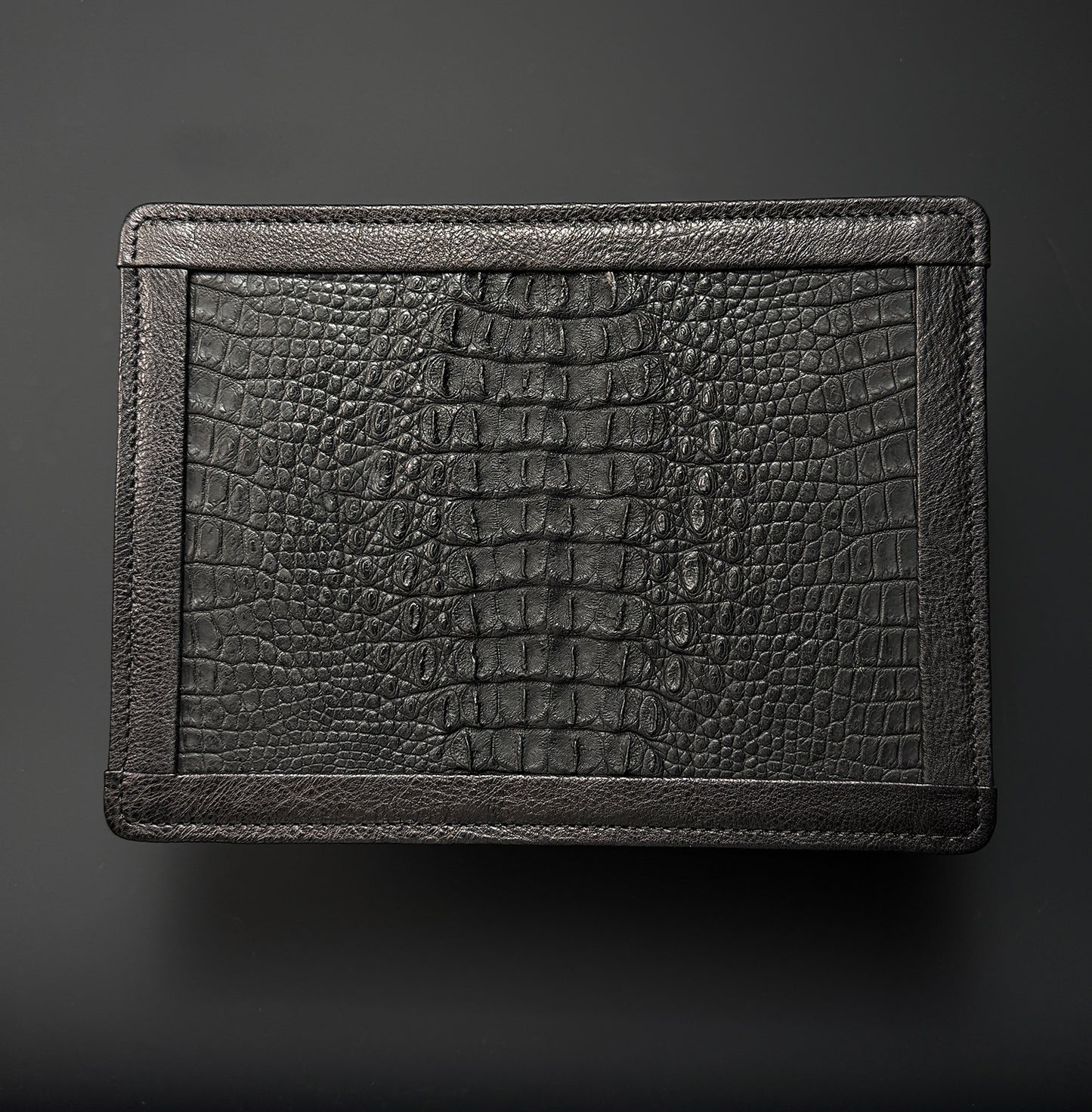 Wtopia Handmade EDC Valet Tray from Japan Crocodile Leather Inlay with Cowhide-Wrapped Construction
