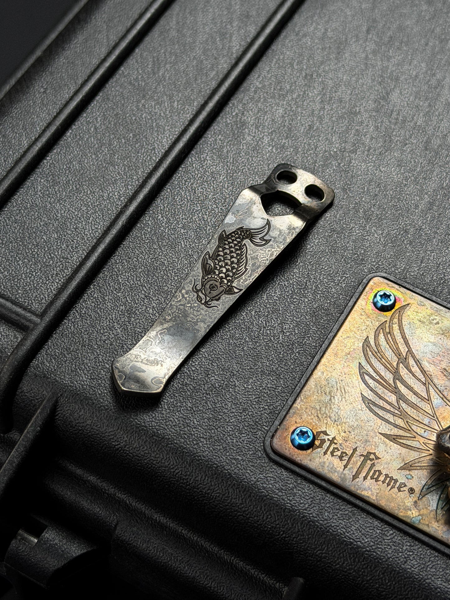 Steel Flame 2D Koi EDC Flashlight Clip