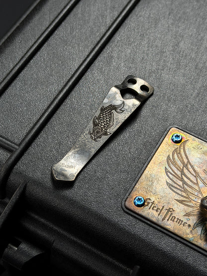 Steel Flame 2D Koi EDC Flashlight Clip