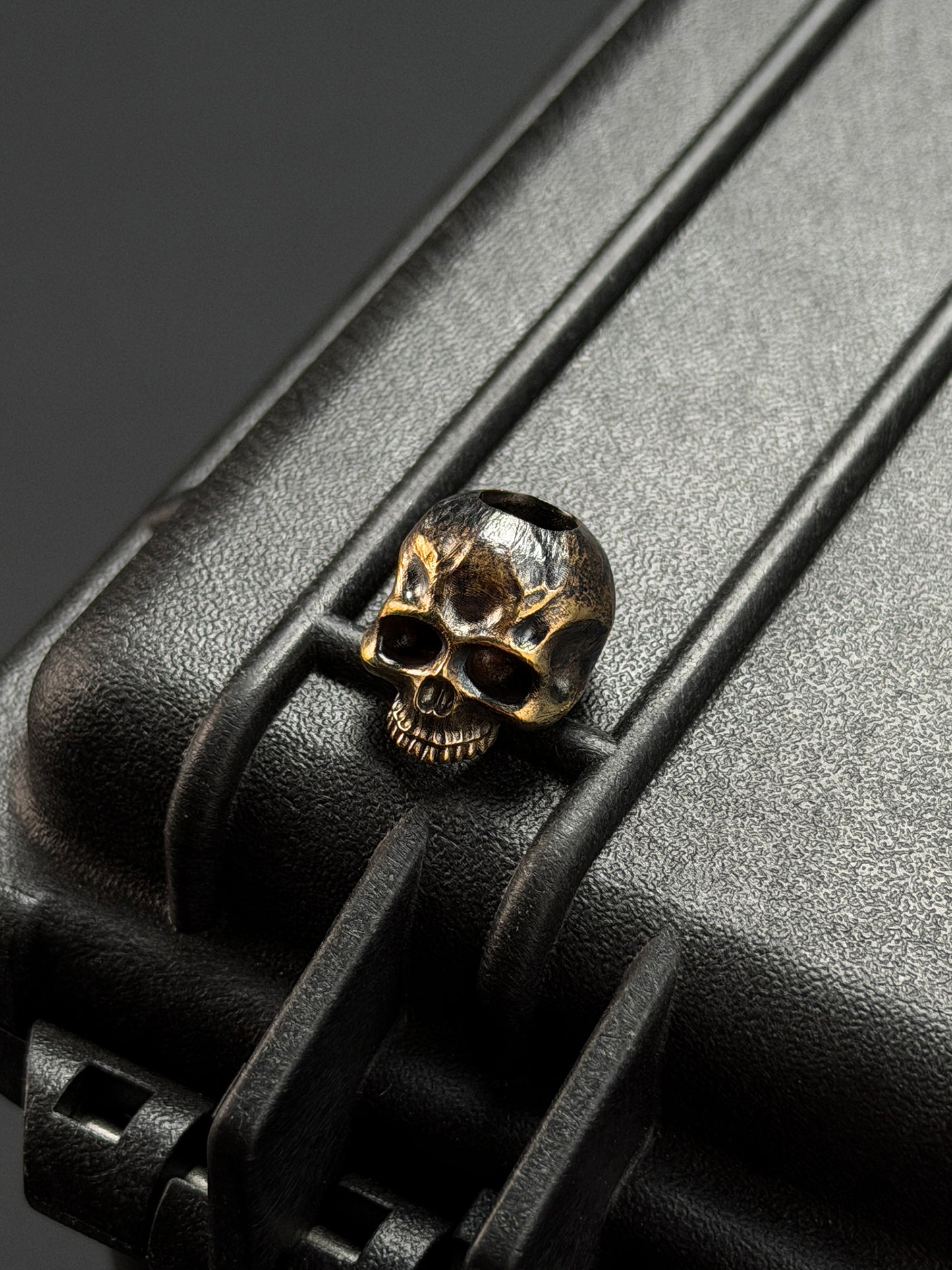 Steel Flame Bronze Warrior Skull EDC Bead