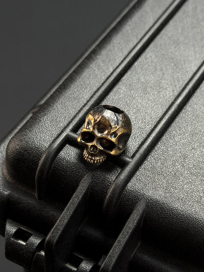 Steel Flame Bronze Warrior Skull EDC Bead