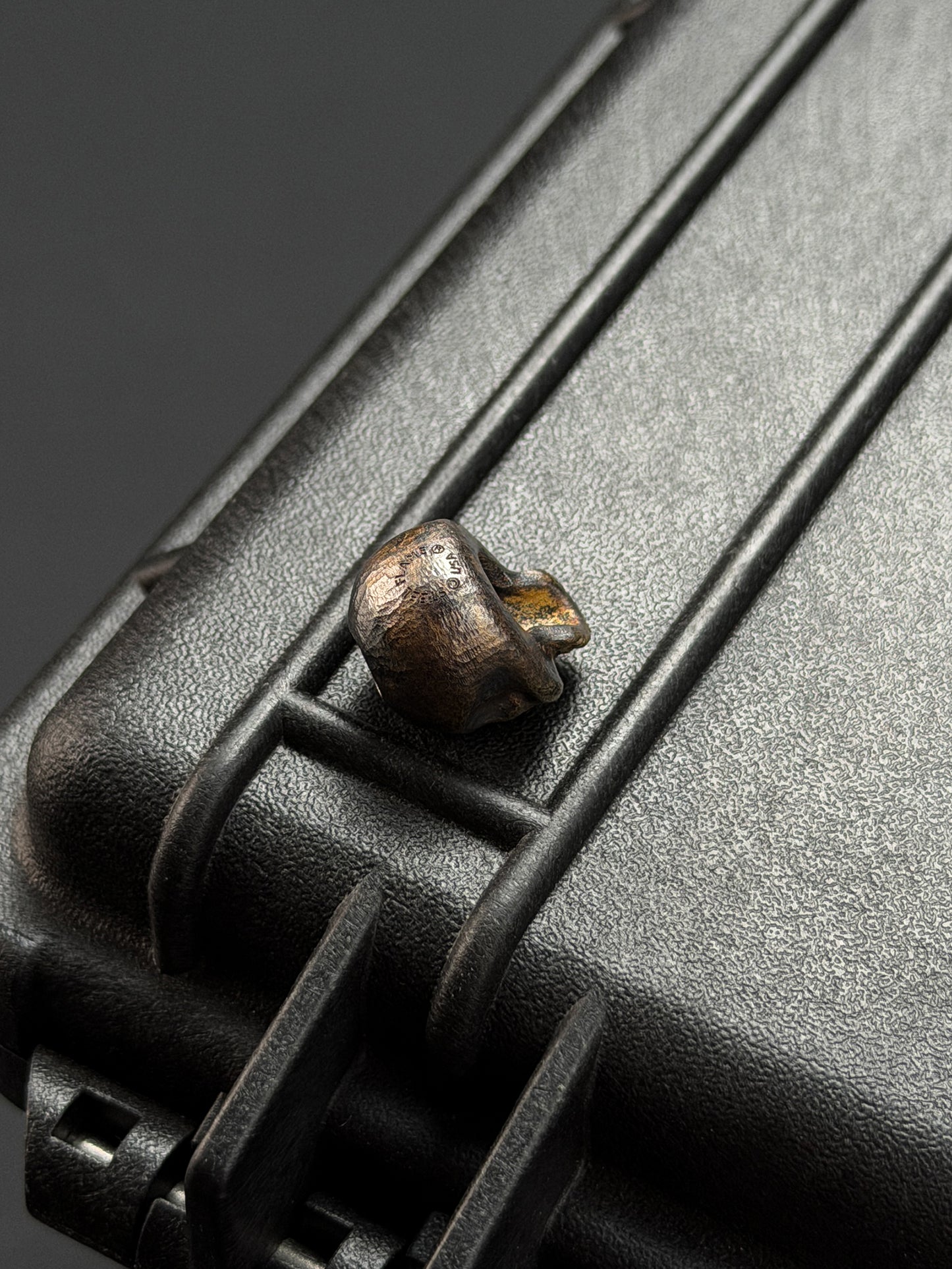 Steel Flame Bronze Warrior Skull EDC Bead