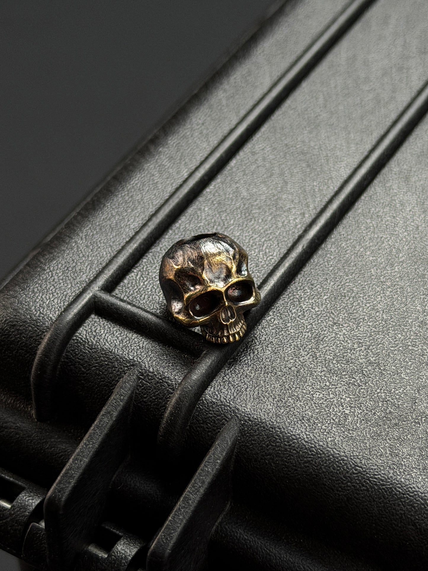 Steel Flame Bronze Warrior Skull EDC Bead