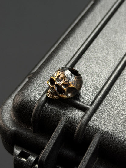 Steel Flame Bronze Warrior Skull EDC Bead
