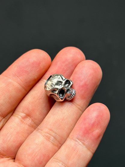 Steel Flame Silver Warrior Skull EDC Bead