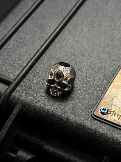 Steel Flame Silver Warrior Skull EDC Bead