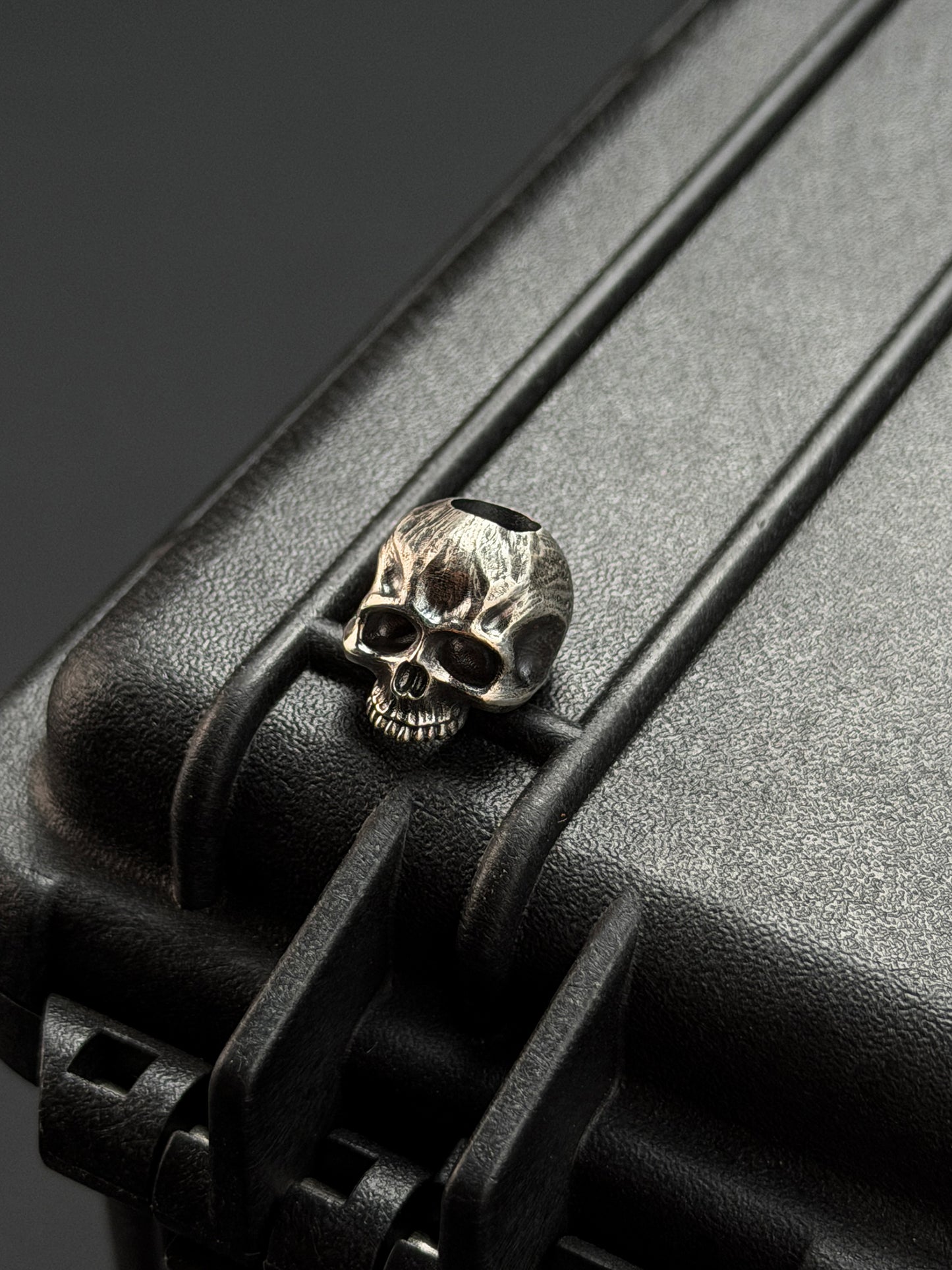 Steel Flame Silver Warrior Skull EDC Bead