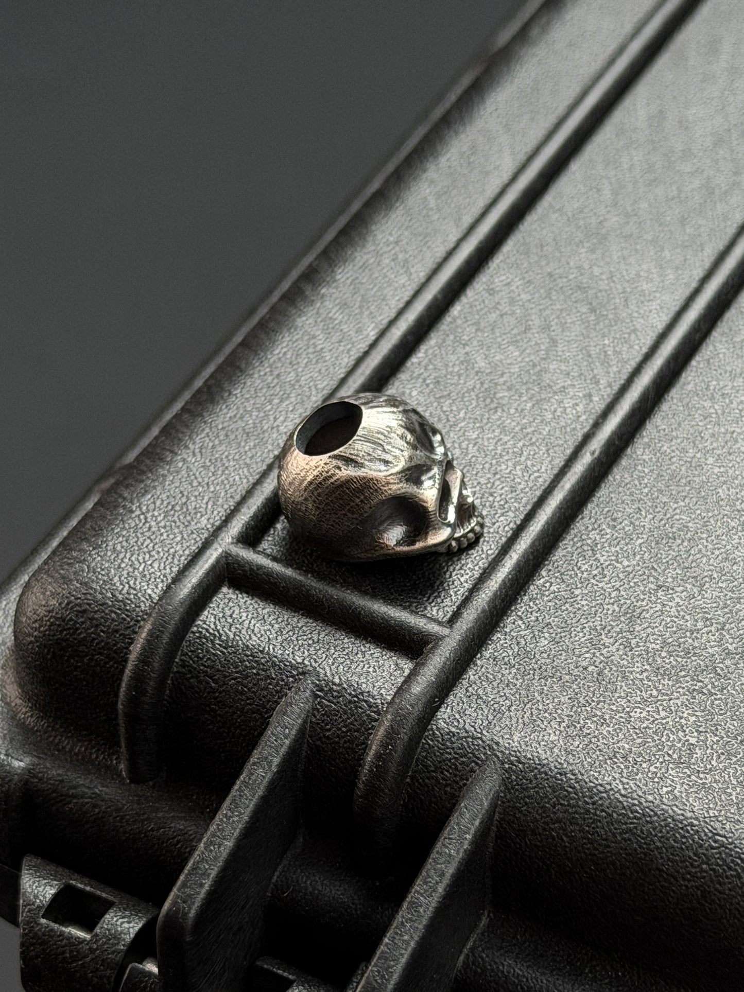 Steel Flame Silver Warrior Skull EDC Bead