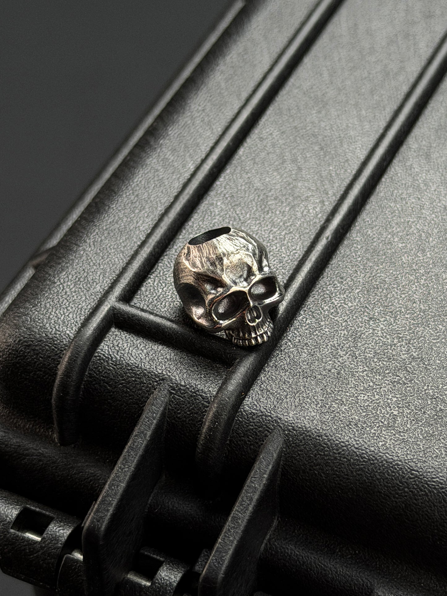 Steel Flame Silver Warrior Skull EDC Bead