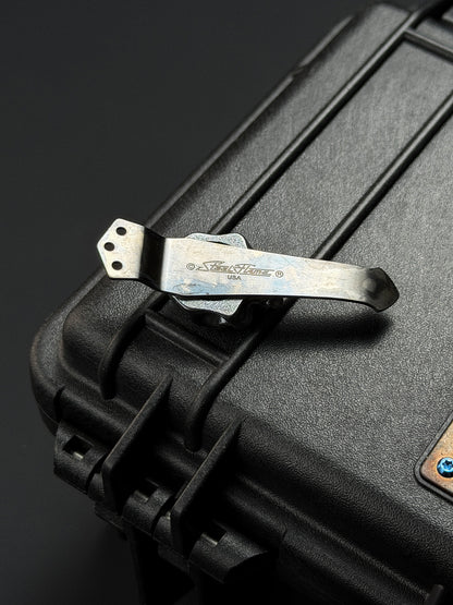 Steel Flame Silver Warrior Clip with Red Eye Inlay 3-Hole Clip