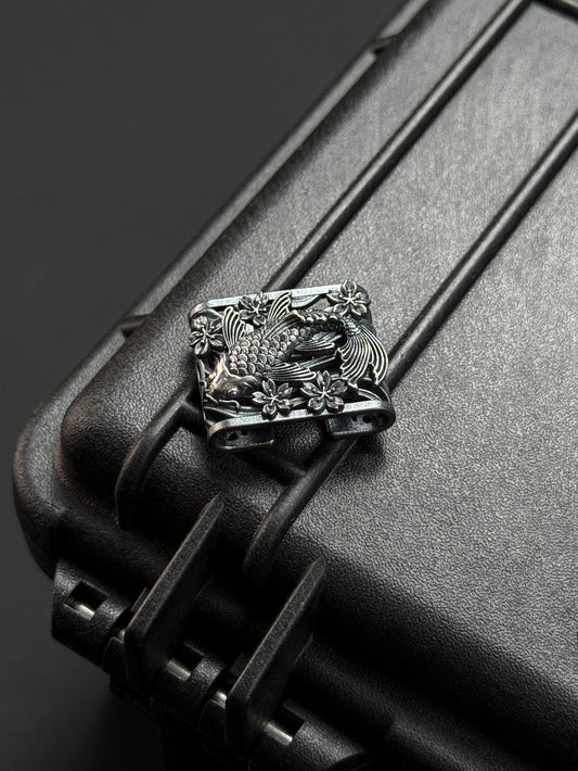 ATSUKOUBO Silver Koi & Sakura MOLLE Clip (Made in USA)