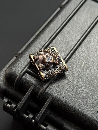 Steel Flame × ATSUKOUBO Collaboration Bronze Sakura Hannya Warrior MOLLE Clip