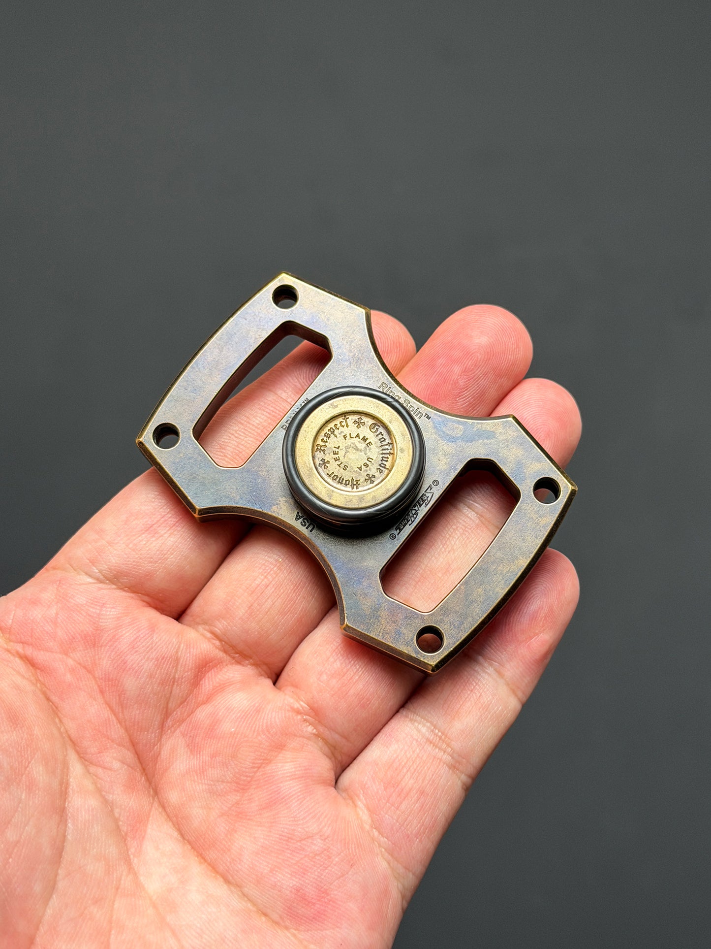 Rare Vintage Steel Flame × BRNLY Collaboration Fidget Spinner with .45 AUTO Inlay