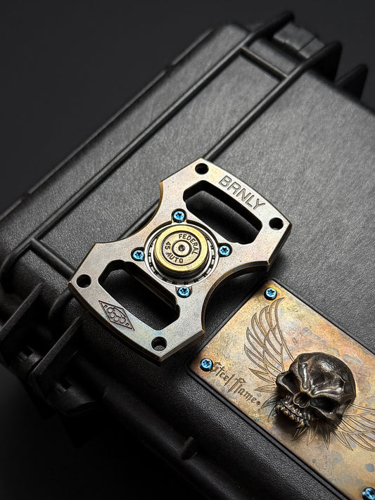Rare Vintage Steel Flame × BRNLY Collaboration Fidget Spinner with .45 AUTO Inlay