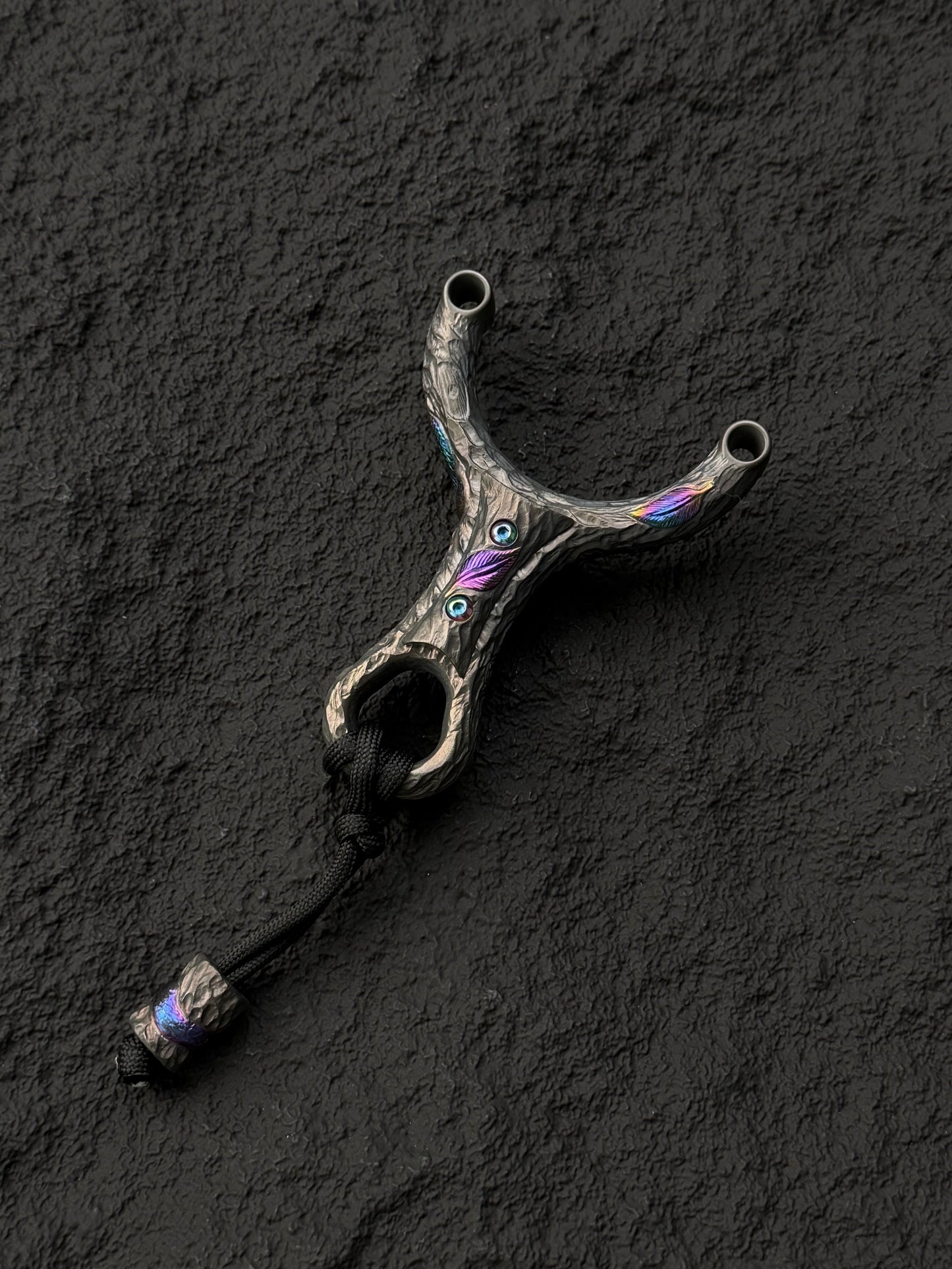 Timber Serpent One-Off Tang Zuo Series Hand-Carved Custom Titanium Slingshot