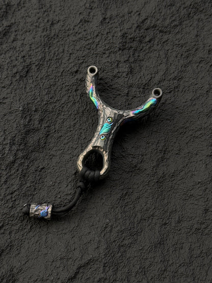 Timber Serpent One-Off Tang Zuo Series Hand-Carved Custom Titanium Slingshot